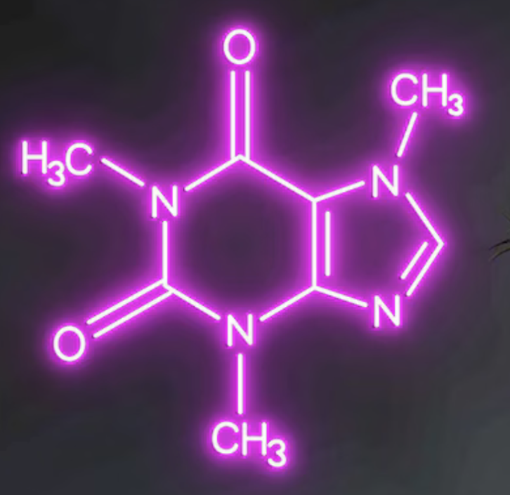 Caffeine molecule neon display from Etsy